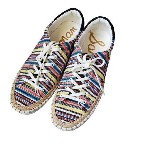 Sam Edelman Kave Multi Striped Lace Up Sneaker Women Shoe Size 8.5 Never Worn - Picture 5 of 10